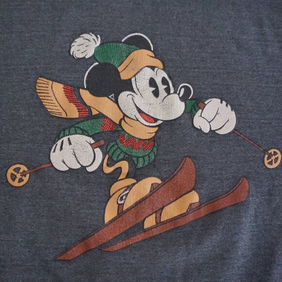 Vintage Mickey & Co Sweatshirt Gray Ski Graphic Disney Pullover 90s Cartoon L - Picture 9 of 12